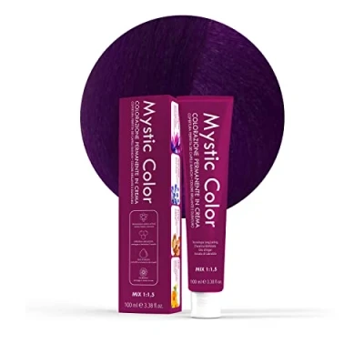 Abbildung von Mystic Color Permanente Cremefärbung mit Arganöl und Ringelblume Langanhaltende Haarfarbe Violettkorrektur 100ml