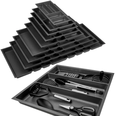 Abbildung von SO TECH® Besteckeinsatz Orga Box 3 silbergrau Canvas Besteckeinsätze für Nobilia ab 08.2012, Multifunktionseinsatz 491 mm Breite, Anthrazit