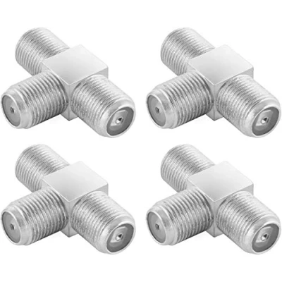 Abbildung von Poppstar 4X Sat TV Coax Verteiler T Stück (3X F Buchse) Antennen Splitter Adapter für Koaxialkabel, Antennenkabel, silbern