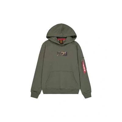 Abbildung von Alpha Industries Herren Camo Panel Hoody, Dark Olive, XXL