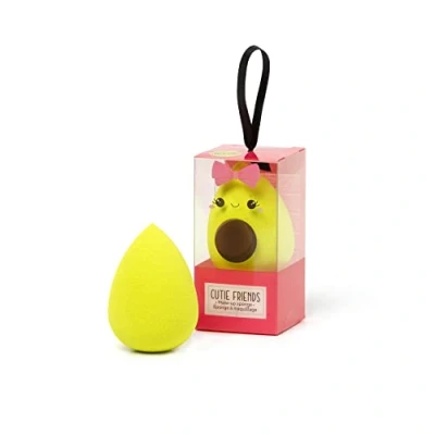 Abbildung von Legami Make Up Schwamm für die Anwendung von Grundierung und Korrektoren, verteilt das Produkt ohne zu viel absorbieren, praktisch gleichmäßig, weich im Griff, Durchmesser 4 cm, Thema Avocado