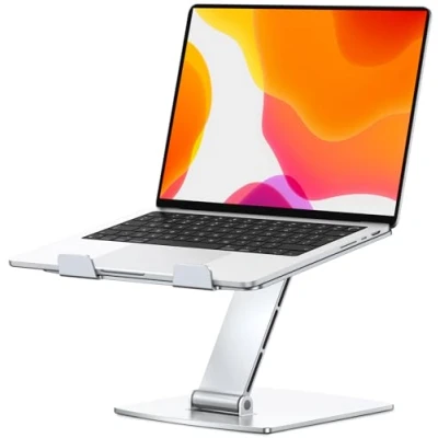 Abbildung von CIRYCASE Laptop Ständer Höhenverstellbar, Schnell Kühlender Stand, Ergonomischer Tragbarer Aluminium Notebook Ständer, Kompatibel mit MacBook Air Pro, HP 10 16&quot; Laptops, Silber