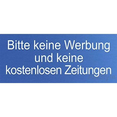 Abbildung von OFFORM DESIGN Briefkastenschild Keine Werbung kostenlosen Zeitungen 66x25 mm Aluminium blau eloxiert selbstklebend Nr.28991