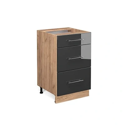 Abbildung von Vicco Unterschrank Fame Line, Anthrazit Hochglanz/Eiche, 50 cm ohne Arbeitsplatte