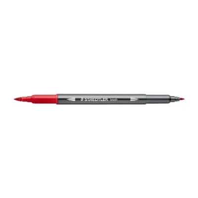 Abbildung von STAEDTLER aquarell Doppelfasermaler Design Journey, rot, feine Spitze und flexible Pinselspitze, wasservermalbar, 10 rote Filzstifte, 3001 2