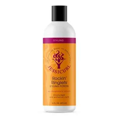 Abbildung von Jessicurl Rockin&#039; Ringlets Styling Potion, ohne Zusatz von Duftstoffen, 16 Fl oz. Lockenverstärker mit Leinsamenextrakt, Locken definierender Styler für lockiges Haar und Frizz Kontrolle