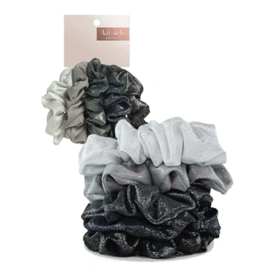 Abbildung von Kitsch Haargummis für Haare, Metallic, 5 Stück, Grau/Schwarz/Grau
