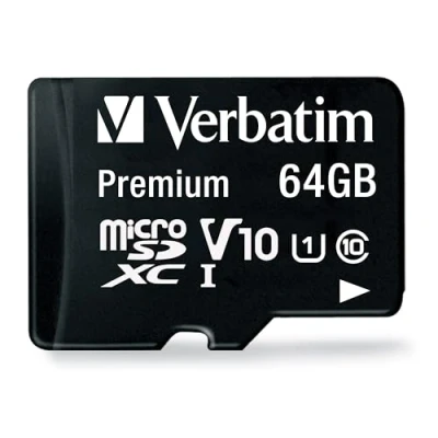 Abbildung von Verbatim Premium Micro SDXC Speicherkarte mit Adapter, 64 GB, Datenspeicher für Foto und Video Aufnahmen, SD Karte in schwarz, ideal Handy, Kamera oder Tablet