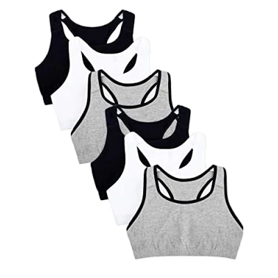 Abbildung von Fruit of the Loom Damen Built Up Tank Style Bra Value Pack Sport BH, Undurchsichtige, Heather Grey W. Schwarz/Weiß/Schwarz/Heather Schwarz/Weiß/Schwarz, 105 (6er