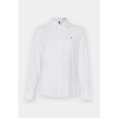 Abbildung von Tommy Hilfiger Hemdbluse STRETCH REGULAR LS SHIRT gesticktem Logo