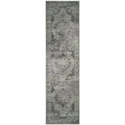 Abbildung von SAFAVIEH Traditionell Teppich für Wohnzimmer, Esszimmer, Schlafzimmer Vintage Collection, Kurzer Flor, Grau und Multi, 66 X 244 cm