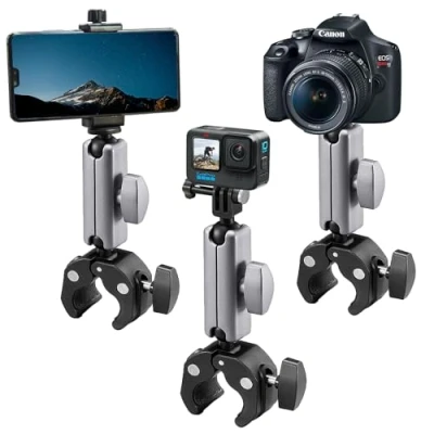 Abbildung von Suptig Kamera Halterung, Super Klemme, Stangenhalterung Kompatibilität für Gopro Hero 13 12 11 10 9 8 7 6 5, Insta 360, Phon, Canon Nikon DSLR usw.