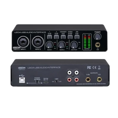 Abbildung von BOMGE U204 USB Audio Anschluss für die Aufnahme von Musik auf PCs, 2x2 Gitarren Mac 32 Bit/192kHz Podcast Streams, Sänger Produzenten mit 48V Mirage