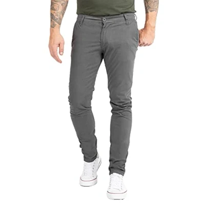 Abbildung von Indumentum Herren Chino Hose Slim Fit Chinohose Herrenhose Baumwolle Designer Chinos Business Stretch Männer IS 305 Dunkelgrau W34 L34
