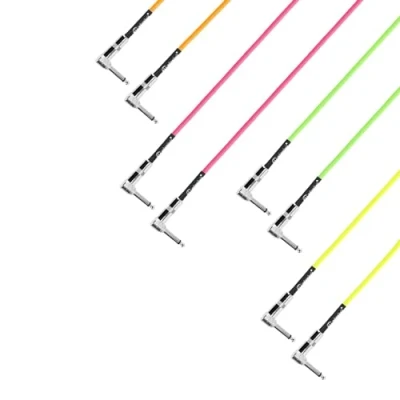 Abbildung von Adam Hall Cables Pedalboard Patchkabel mit Winkelklinke TS, 4er Set, 0,9 m
