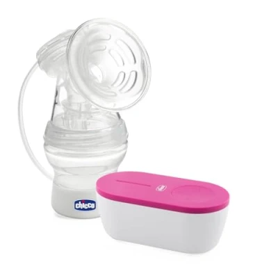 Abbildung von Chicco Tragbare elektrische Milchpumpe, kompakt und leicht, effektive natürliche Saugkraft mit 5 Intensitätsstufen, weich ergonomisch, Sauger dichten Verschluss, weiß, 150 ml