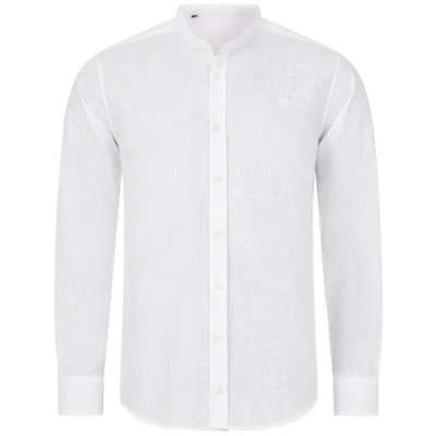 Abbildung von Indumentum Herren Hemd Leinen Optik Sommer Herrenhemd Krangelos Leinenhemd Shirt Männer Hemden H 321 Weiß 3XL