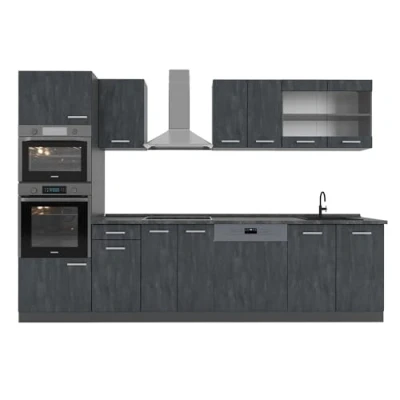 Abbildung von Vicco Küchenzeile R Line, Schwarz Beton/Anthrazit, 300 cm AP Anthrazit