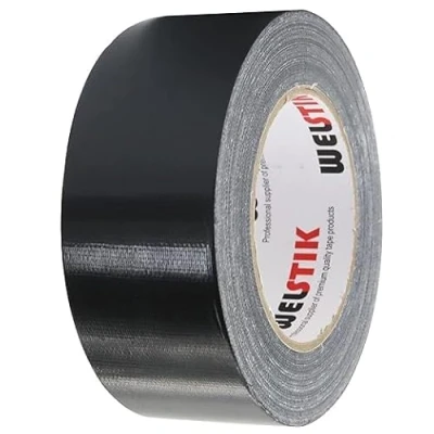 Abbildung von WELSTIK Professional Klebeband schwarz, wasserdichtes Panzertape, farbiges Gaffer für Reparaturen, Heimwerken, Basteln, Verwendung im Innen und Außenbereich, 50 mm x 41 m