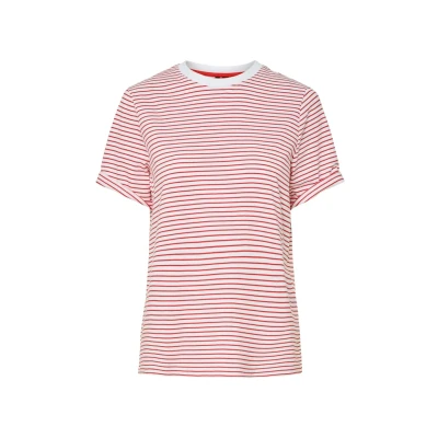 Abbildung von Pieces Pcria SS FOLD UP TEE Stripes NOOS Tshirt print Bright white, Damen, Größe: XS, white