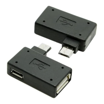 Abbildung von Cablecc Micro USB 2.0 OTG Host Adapter mit Stromversorgung für Handy und Tablet, 90 Grad, links rechts abgewinkelt, 2 Stück