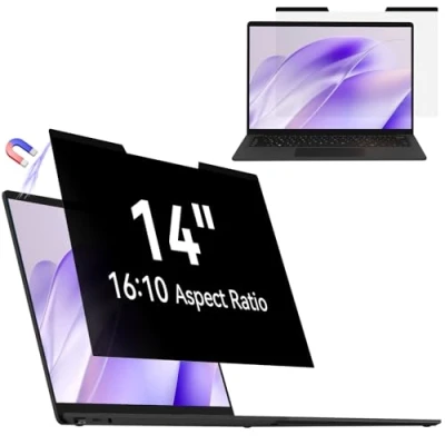 Abbildung von Magnetischer sichtschutz für 14 Zoll Laptop 16:10, Abnehmbarer Sichtschutzfolie, Anti Blaulicht Blendschutz Blickschutzfolie Displayschutz Lenovo Hp Dell Acer Asus Thinkpad Envy Xps