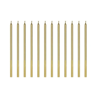 Abbildung von partydeco Geburtstagskerze, Geburtstagskerzen 14cm glatt 12er Set Gold