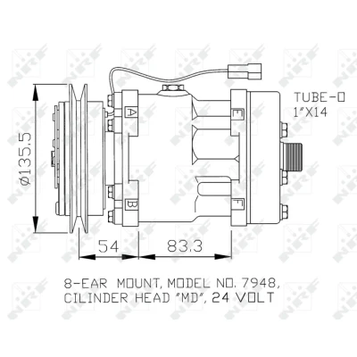 Abbildung von NRF 32074 Kompressor SD7H15 24 PAG 100 mit Kompressoröl