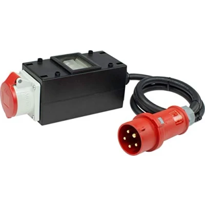 Abbildung von as Schwabe MIXO Starkstromverteiler CEE Stecker 400V/32A/5 polig, ca. 22 kW 1,5 m Leitung 1 x Steckdose 400 V 32 A, 5 polig FI Stromstation Außenbereich Made Germany IP44, 61706