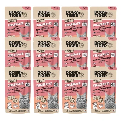 Abbildung von Adult Katzenfutter, Firlefanz, Nassfutter für Katzen, Getreidefrei, Rind mit Truthahn &amp; Karotte, 12x 125g