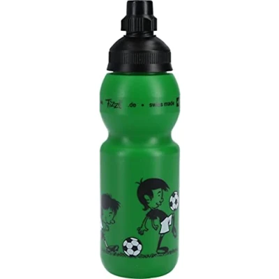 Abbildung von Fizzii Kinder und Freizeittrinkflasche 330 ml (auslaufsicher bei Kohlensäure, schadstofffrei, spülmaschinenfest, Motiv: Fußballjungs)