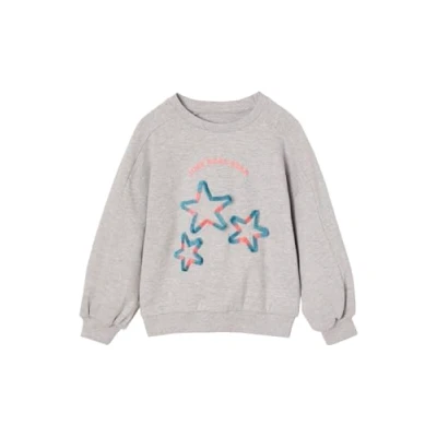 Abbildung von Vertbaudet Mädchen Sweatshirt mit Recycling Polyester, Blumen oder Sterne wollweiß 140