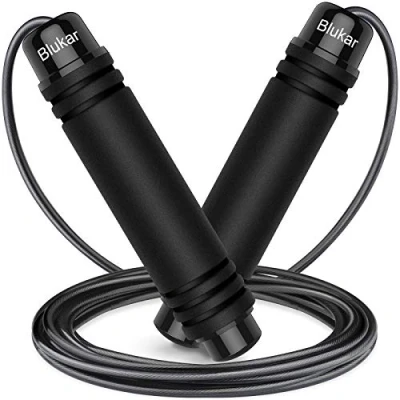 Abbildung von Blukar Springseil, Speed Rope Verstellbar mit Hautfreundlichen Schaum Griffe, Länge Einstellbar, rutschfest und Ideal für Fitness &amp; Ausdauer Seilspringen, geeignet Erwachsene Grün