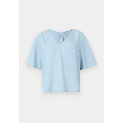 Abbildung von TOM Tailor denim V NECK Bluse, Damen, Größe: XL, Light stone bright blue