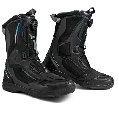 Abbildung von SHIMA STRATO Motorradstiefel Herren und Damen Motorrad Wasserdicht Stiefel Tourenstiefel Schuhe Männer Leder Schwarz (Damen, Wasserdicht, 38)
