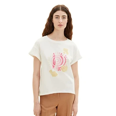 Abbildung von TOM TAILOR Damen 1036768 T Shirt, 10315 Whisper White, XL