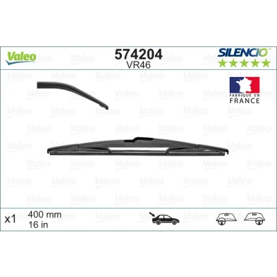 Abbildung von Scheibenwischer Valeo Silencio 574204 400mm hinten Standard FORD: Grand C Max, FIAT: Scudo II, II Kastenwagen, CITROËN: Jumpy MPV