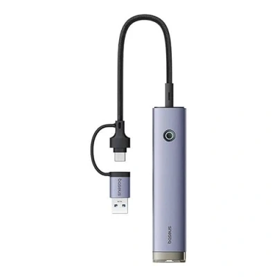 Abbildung von Baseus OS UltraJoy 6 in 1 USB C Hub 4K 60Hz 100 Watt Laden Dockingstation Space Grey Aluminium / Grau