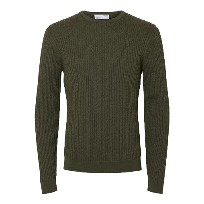 Abbildung von Selected Homme Slhberg Cable CREW NECK B NOOS Strickpullover, Herren, Größe: Large, Ivy green