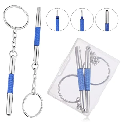 Abbildung von 2 Stück Mini Brillen Schraubendreher, 3 in 1 Precision Screwdriver Set Schlüsselbund Kleines Schraubenzieher Handwerkzeug, Tragbarer Schraubendreher für Sonnenbrillen, Schmuck und Uhren Reparatur