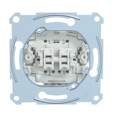 Abbildung von Schneider Electric Merten MEG3714 0000 Rollladenschalter Einsatz mit Zusatzkontakt, 1 polig, 10 AX, AC 250 V, Unterputz, Steckklemmen Made in Germany