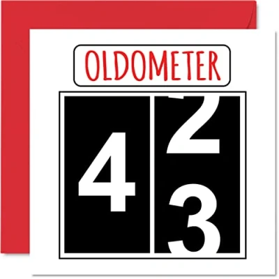 Abbildung von Stuff4 Lustige Karten zum 43. Geburtstag für Männer und Frauen Oldometer Glückwunschkarte Vater, Mutter, Bruder, Schwester, Opa, Kindermädchen, Oma, 145mm Grußkarten