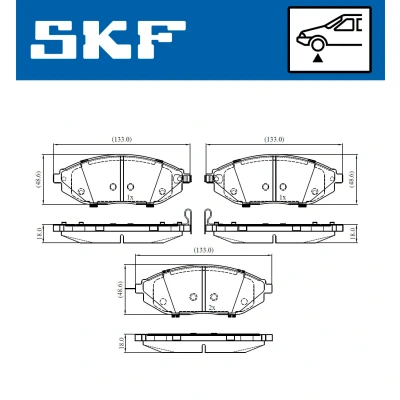 Abbildung von SKF VKBP 80305 A Bremsbelagsatz mit akustischer Verschleißwarnung