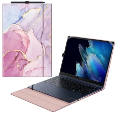 Abbildung von FINTIE Schutzhülle für Samsung Galaxy Book2 Pro 360 NP950QED/Galaxy NP950XED/Galaxy Book NP950QDB/Galaxy NP950XDB Premium PU Leder, G Marmor