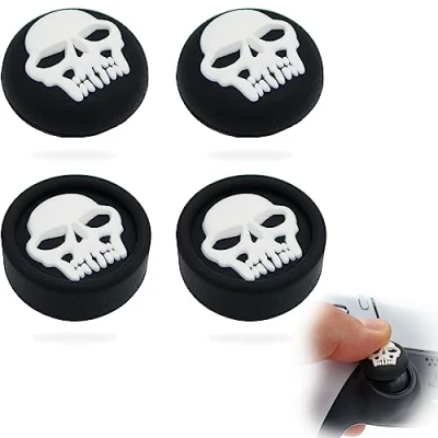 Abbildung von MatoSan® 4X Skull Kappen Thumbstick Grip PS4 PS5 Zubehör Für Playstation 5 Controller Stick Joystick Aufsatz Silikon Xbox One Series Edge
