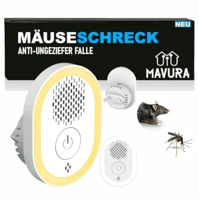 Abbildung von MAVURA Ultraschall Tierabwehr MÄUSESCHRECK Haus Mäuse Ratten Abwehr Vertreiber, Mäusevertreiber Mäuseabwehr Schädlingsbekämpfer Schreck
