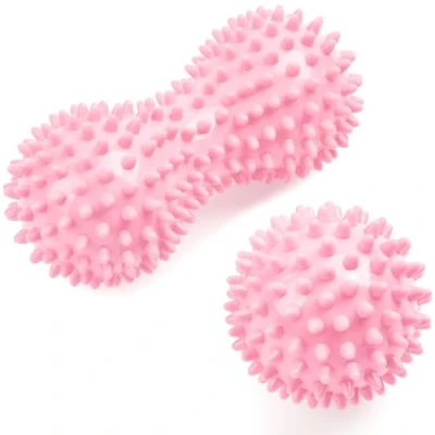 Abbildung von URAQT Massagebälle Faszienball, 2er Set Kleine Igelball Hart, zur Behandlung Von Muskelverspannungen, mit Noppen,für Rücken Beine Füße Hände (Rosa + Rosa)