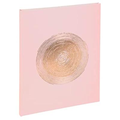Abbildung von Exacompta 47983E Klassisches Gästebuch Ellipse Hochformat 27x22 cm Kunstlederpapier mit Rosé Goldprägung Goldschnitt 100 einfarbige weiße Seiten Farbe: Hellrosa