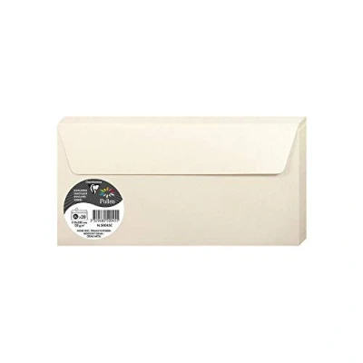 Abbildung von Clairefontaine 50045C Packung mit 20 Umschläge Pollen, Format DL, 11x22cm, 120g, ideal für Einladungen und Korrespondenz, Elfenbein Perlmutt, 1 Pack