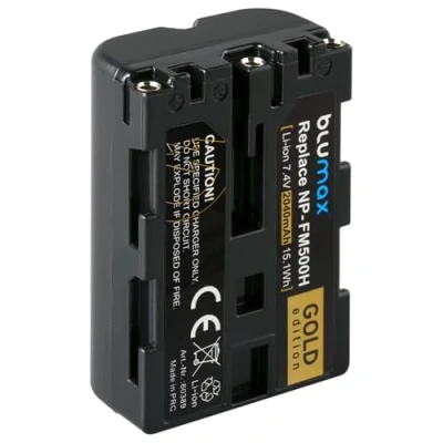 Abbildung von Blumax Gold Edition NP FM500H (2040mAh) Akku kompatibel mit Sony Alpha 68 58 99II 2040mAh 7,4V 15,1Wh mehr Leistung als Originalakku